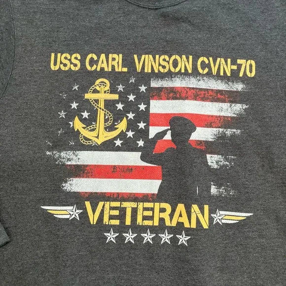 NWT Port & company USS Carl Vinson CVN-19 veteran gray fleece unisex sweater L. - Picture 5 of 9
